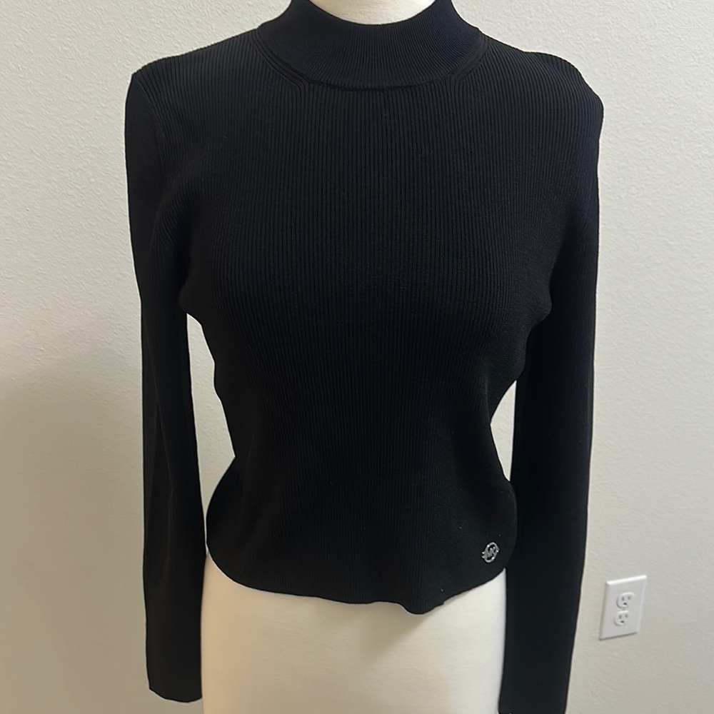 Michael Kors Black Fitted Long Sleeve Turtleneck Sweater